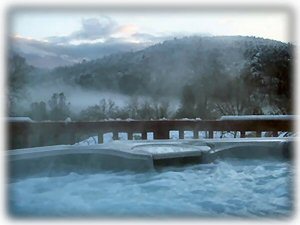 Snowy view from the Hot Tub