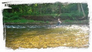 Cool current at waist-high for tubing or dipping.